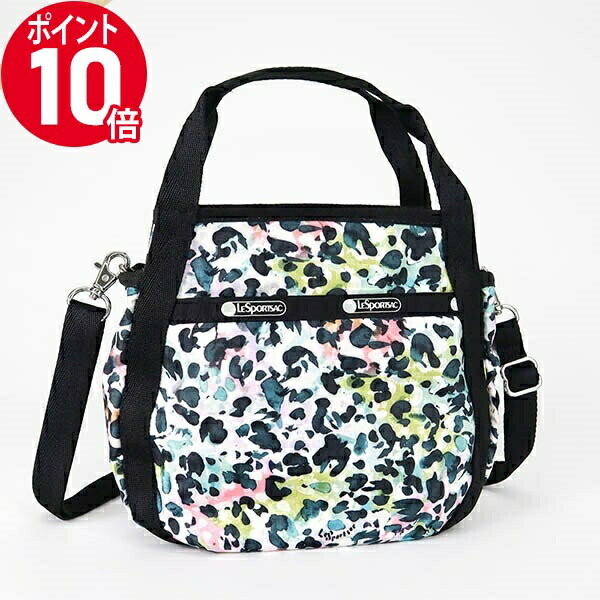 《ポイント10倍_15日23:59迄》レスポートサック ショルダーバッグ LeSportsac SMALL JENNI 2way ミニトートバッグ レディース ドット風柄 ホワイト系マルチカラー×ブラック 8056 E446 | ブランド