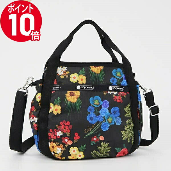 《ポイント10倍_15日23:59迄》LeSportsac レスポートサック ショルダーバッグ SMALL JENNI 2way ミニトートバッグ 花柄 ブラック系マルチカラー 8056 E477