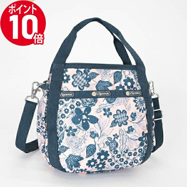 ショルダーバッグ 《ポイント10倍_15日23:59迄》LeSportsac レスポートサック ショルダーバッグ SMALL JENNI 2way ミニトートバッグ ボタニカル柄 ピンク×ブルー 8056 E483