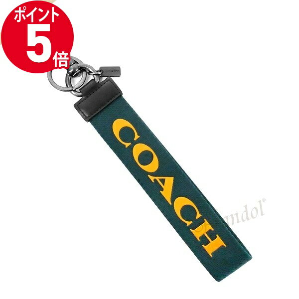 コーチ キーホルダー（レディース） 《P5倍&クーポン_18日23:59迄》コーチ キーリング COACH レディース ロゴ ストラップタイプ キーホルダー グリーン系 F84833 AEG | ブランド