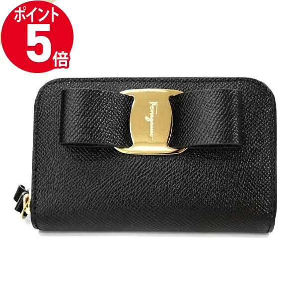 サルヴァトーレ・フェラガモ 財布（レディース） 《P5倍&クーポン_18日23:59迄》フェラガモ 小銭入れ Ferragamo レディース ヴァラリボン レザー カードケース ブラック 22 D288 0725290 | ブランド