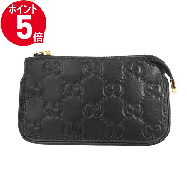 グッチ（GUCCI） 《ポイント5倍＆クーポン_2日23:59迄》グッチ メンズ 小銭入れ シグネチャー レザー キーリング付き コインケース ブラック 447964 CWC1G 1000