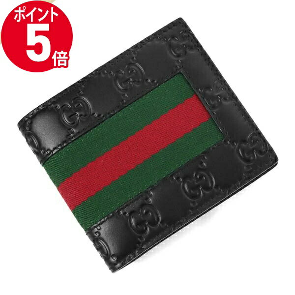 グッチ 二つ折り財布（メンズ） 《ポイント5倍_16日01:59迄》グッチ 二つ折り財布 GUCCI 財布 メンズ ウェブライン 札入れ ブラック 408827 CWCLN 1060 | ブランド