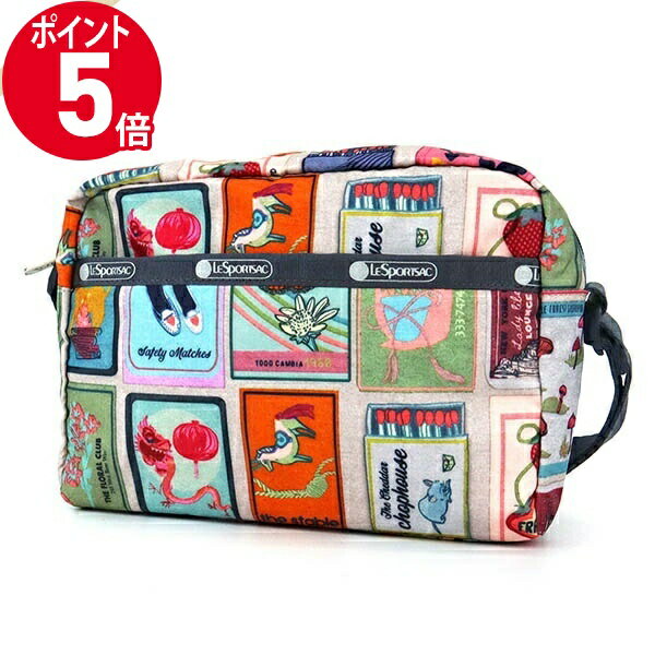 ショルダーバッグ 《P5倍&クーポン_18日23:59迄》レスポートサック ショルダーバッグ LeSportsac MINI CROSSBODY ポスター柄 ピンクベージュ系マルチカラー 2434 F409 | ブランド