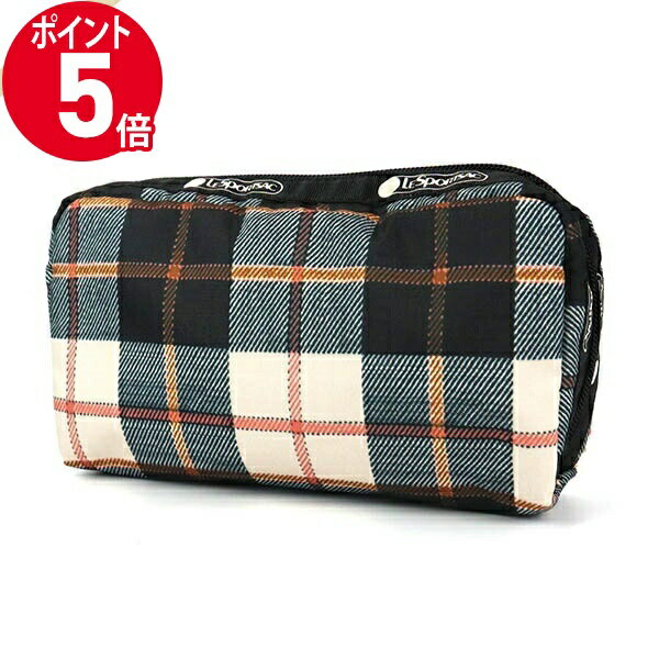 レスポートサック ポーチ（レディース） 《P5倍&クーポン_18日23:59迄》レスポートサック ポーチ LeSportsac RECTANGULAR COSMETIC チェック柄 ベージュ系 ブラック 6511 F430 | ブランド