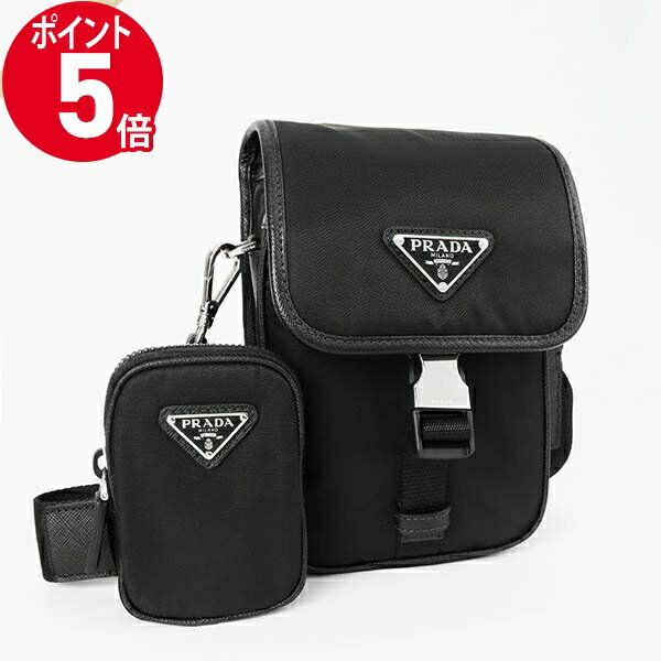 ショルダーバッグ 《ポイント5倍＆クーポン_2日23:59迄》プラダ ショルダーバッグ PRADA 縦型 ミニポーチ付 クロスボディ ブラック メンズ 2VD043 2DMH F0002 | ブランド