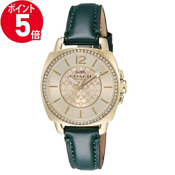 《P5倍&クーポン_18日23:59迄》COACH コーチ レディース腕時計 BOYFRIEND ボーイフレンド 35mm ゴールド×グリーン 14503982