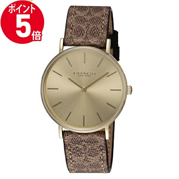 《P5倍&クーポン_18日23:59迄》COACH コーチ レディース腕時計 PERRY ペリー 36mm ゴールド×ベージュ 14504086