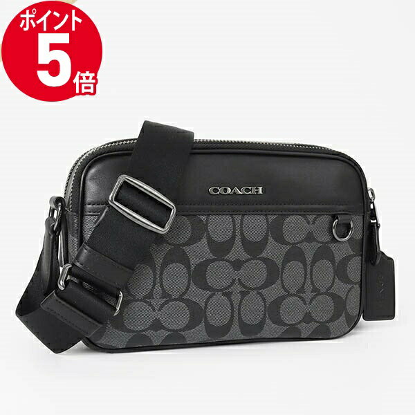 ショルダーバッグ 《ポイント5倍＆クーポン_2日23:59迄》COACH コーチ ショルダーバッグ シグネチャー 横型 カメラバッグ ブラック系 C4149 QBMI5