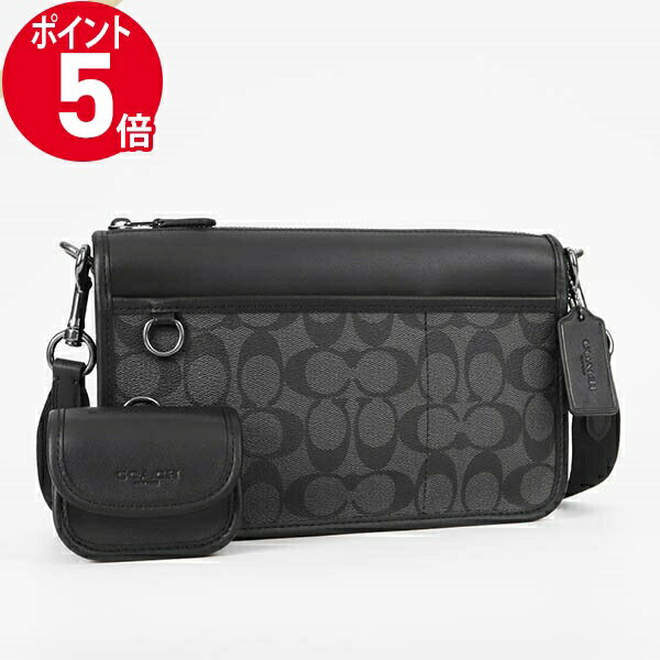 ショルダーバッグ 《P5倍&クーポン_18日23:59迄》コーチ ショルダーバッグ COACH シグネチャー ヘリテージ コンバーチブル クロスボディ ブラック系 メンズ レディース C8141 QBMI5 | ブランド