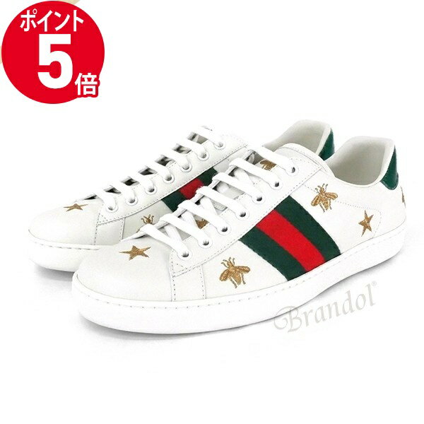 楽天AzureBrandol《ポイント5倍_20日23:59迄》グッチ スニーカー GUCCI メンズ Ace エース エンブロイダリー ビー スニーカー ホワイト×グリーン×レッド 386750 A38F0 9073 | ブランド