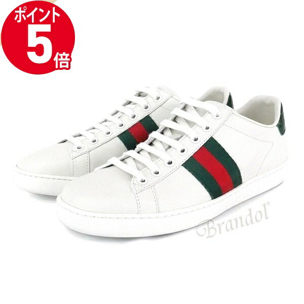 《ポイント5倍_16日01:59迄》グッチ スニーカー GUCCI レディース Ace エース ウェビングライン レザースニーカー ホワイト×グリーン×レッド 387993 A3830 9071 | ブランド