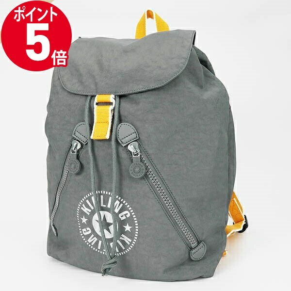 《ポイント5倍＆クーポン_2日23:59迄》キプリング リュックサック kipling FUNDAMENTAL NC ファンダメンタル ニュークラシック 19L バックパック グレー×イエロー レディース KI251949X | ブランド