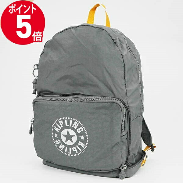 キプリング 《ポイント5倍_8日23:59迄》キプリング リュックサック kipling CLASSIC NIMAN FOLD クラシック ニーマン フォールド 21L 折りたたみ 2way ショルダーバッグ バックパック グレー×イエロー レディース KI263649X | ブランド