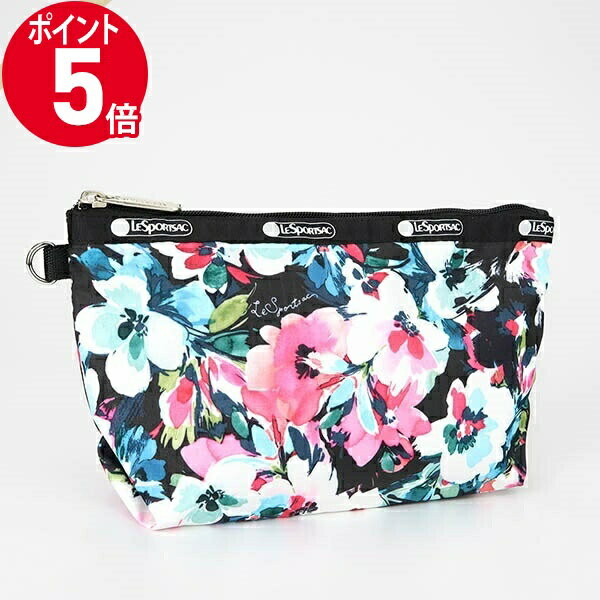 レスポートサック ポーチ（レディース） 《ポイント5倍＆クーポン_2日23:59迄》レスポートサック ポーチ LeSportsac MEDIUM SLOAN COSMETIC レディース 花柄 ブラック系マルチカラー 2725 E457 | ブランド