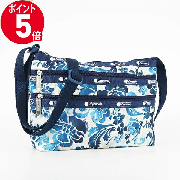 ショルダーバッグ 《P5倍&クーポン_18日23:59迄》LeSportsac レスポートサック ショルダーバッグ QUINN BAG 花柄 ブルー×ホワイト系 3352 E478