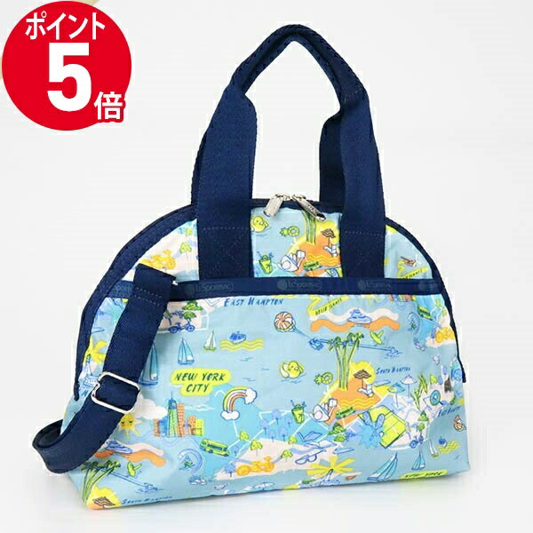 ボストンバッグ 《ポイント5倍＆クーポン_2日23:59迄》レスポートサック ショルダーバッグ LeSportsac YORK SATCHEL 2way ミニボストンバッグ レディース バケーション柄 ライトブルー系 3561 F953 | ブランド