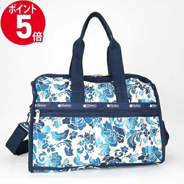 ボストンバッグ 《ポイント5倍_27日1:59迄》レスポートサック ボストンバッグ LeSportsac DELUXE MED WEEKENDER 花柄 ブルー×ホワイト系 レディース 4318 E478 | ブランド