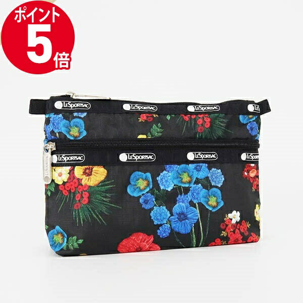 《ポイント5倍_16日01:59迄》レスポートサック ポーチ LeSportsac COSMETIC CLUTCH 花柄 ブラック系マルチカラー レディース 7105 E477 | ブランド