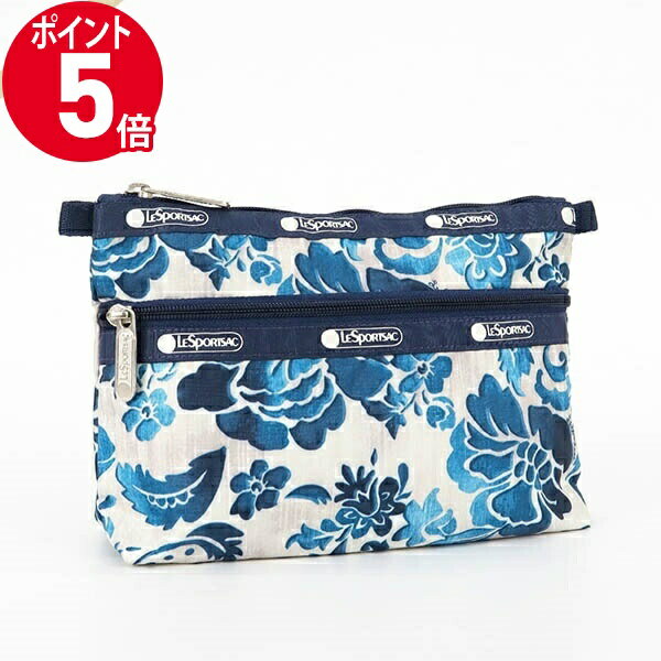 レスポートサック ポーチ（レディース） 《ポイント5倍＆クーポン_2日23:59迄》レスポートサック ポーチ LeSportsac COSMETIC CLUTCH 花柄 ブルー×ホワイト系 レディース 7105 E478 | ブランド