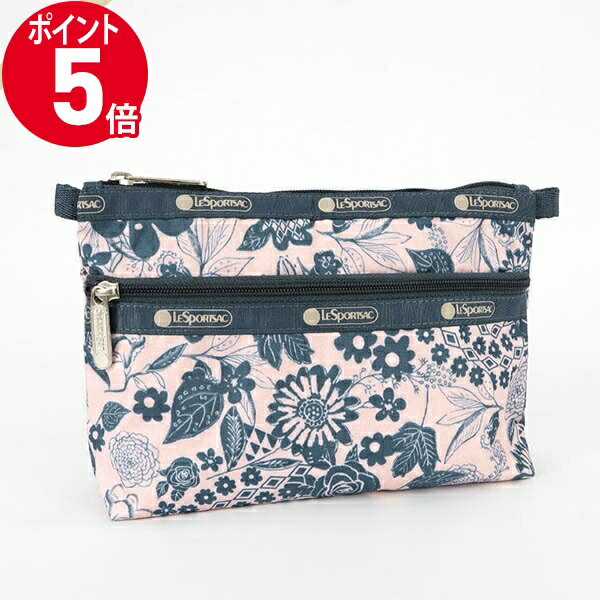 レスポートサック ポーチ（レディース） 《P5倍&クーポン_18日23:59迄》レスポートサック ポーチ LeSportsac COSMETIC CLUTCH ボタニカル柄 ピンク×ブルー レディース 7105 E483 | ブランド