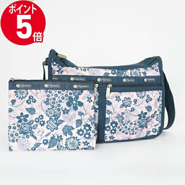 《P5倍 クーポン_18日23:59迄》レスポートサック ショルダーバッグ LeSportsac DELUXE EVERYDAY BAG ボタニカル柄 ピンク×ブルー 7507 E483 ブランド