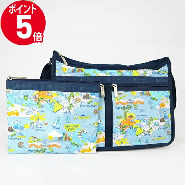 ショルダーバッグ 《ポイント5倍＆クーポン_2日23:59迄》レスポートサック ショルダーバッグ LeSportsac DELUXE EVERYDAY BAG レディース バケーション柄 ライトブルー系 7507 F953 | ブランド