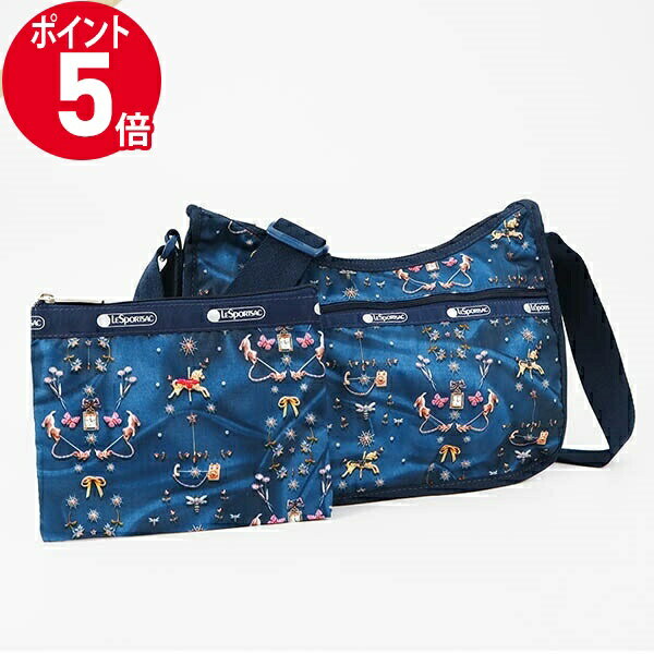 《P5倍&クーポン_18日23:59迄》レスポートサック ショルダーバッグ LeSportsac CLASSIC HOBO クラシックホーボー カルーセル柄 ブルー 7520 E480 | ブランド