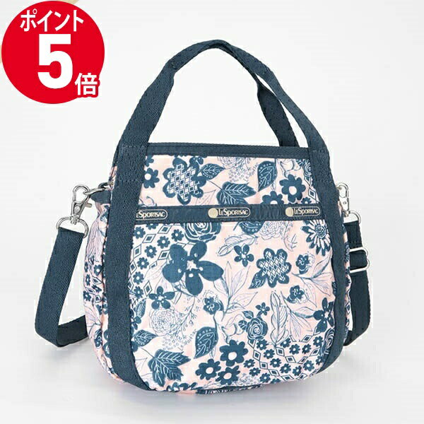 ショルダーバッグ 《P5倍&クーポン_18日23:59迄》LeSportsac レスポートサック ショルダーバッグ SMALL JENNI 2way ミニトートバッグ ボタニカル柄 ピンク×ブルー 8056 E483