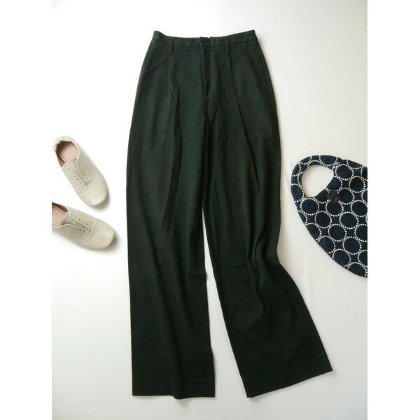 20AW MARGARET HOWELL マーガレットハウエル WASHED COTTON TWILL コットン ツイル トライザーズ パンツ 黒 1【中古】のサムネイル