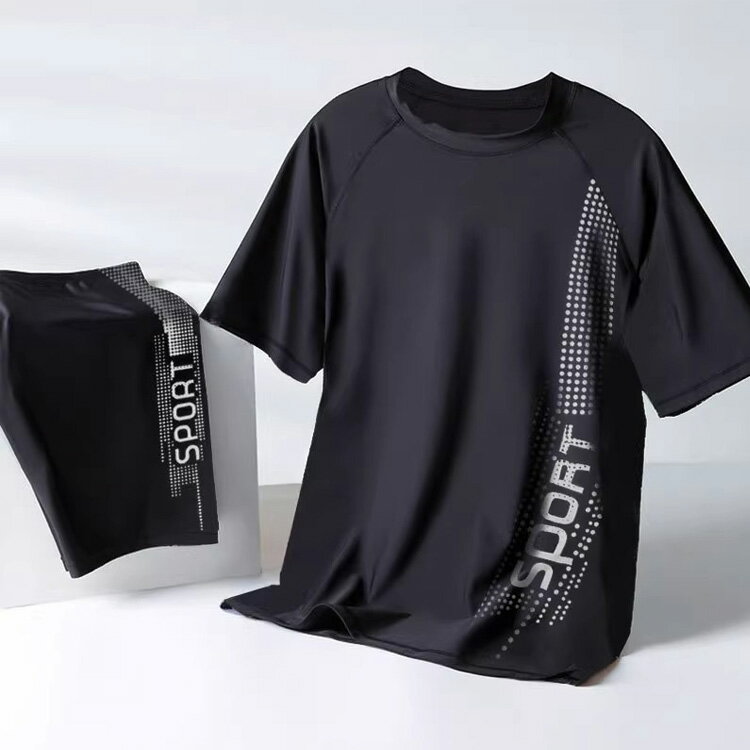 水着 メンズ スイムウェア 上下セット セパレート フィットネス水着 ウェットスーツ 潜水服 競泳水着 吸汗速乾 半袖 スイミングパンツ 男子 トレーニング水着 練習用 大きいサイズ 海 プール ピーチ