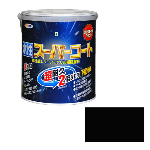 【あす楽対応・送料無料】アサヒペン水性スーパーコート1．6L黒
