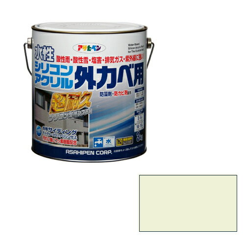 【あす楽対応 送料無料】アサヒペン水性シリコンアクリル外かべ用3KGミルキーホワイト