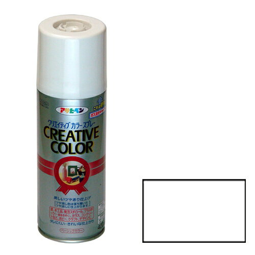 アサヒペン　クリエイティブカラースプレー　420ML　92クリア JAN：4970925505798 メーカー：（株）アサヒペン / ブランド：アサヒペン / 原産国：日本 特長●タレにくく、きれいに仕上がる合成樹脂エナメル塗料です。●発砲スチロールや油性塗料の上に塗っても、下地を溶かしません。●日光や雨に強く、屋外にも使用できます。●有害なフロンや鉛化合物は一切使用していません。●テコ式ボタンの使用により、タッチが軽く指が疲れません。●使用後、安心して捨てられるガス抜きキャップ付きです。 用途●鉄、木、発砲スチロール、プラスチック（アクリル、ABS、スチロール、硬質塩ビ）ガラス、コンクリートに。 仕様●色：クリア●容量(L)：0.42●乾燥時間：夏期/40〜50分・冬期/1〜2時間●塗布面積(［［M2］］)：0.8〜1.4●指触乾燥時間：1〜2時間●塗り重ね可能時間：1〜2時間●塗り重ね回数：2 材質／仕上●材質：アクリル樹脂