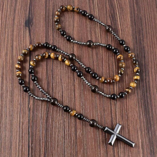 オラオラ系 ネックレス メンズ ロザリオ ネックレス メンズ 天然石 数珠 十字架 クロスネックレス メンズ ヒップホップ B系 ダンサー ブリンブリン チンピラ ヤンキー ビター系 LDH系 BTS系 3代目系 大人 父の日 プレゼント 結婚式 二次会 誕プレ 誕生日