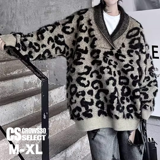 当店の洋服は細身シルエットになります。インポート商品など、サイズ交換・返品などが出来ない商品も数多くありますので、採寸表を必ず確認のうえ、ご注文いただきますよう、お願いいたします。[CROWS 30 SELECT]レオパードカシュクールニッ...