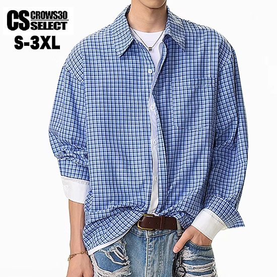 Rakuten - オラオラ系 シャツ メンズ オラオラ系 ファッション メンズ チェックシャツ オラオラ系 メンズ シャツ トップス 大人 シャツ リゾートシャツ ギンガムチェック ブルー 青 夏シャツ 大きいサイズ 新作 30代 40代 50代 60代 B系 ヒップホップ 個性的 ストリート系 ダンサー