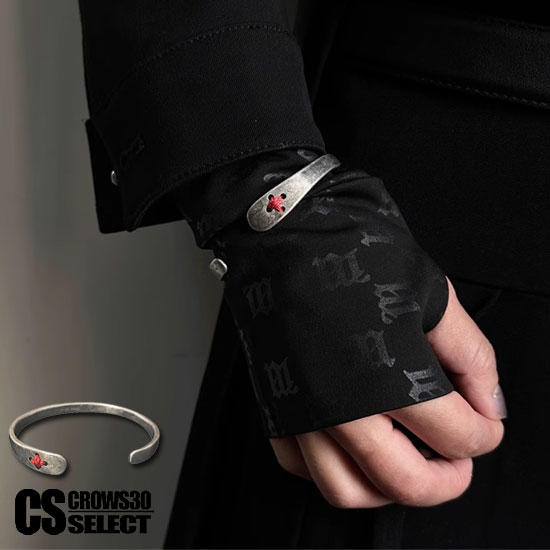 オラオラ系 ブレスレット メンズ バングル レディース オラオラ系 ファッション 刺繍 十字架 クロス 赤 レッド 新作 アクセサリー 30代 40代 50代 60代 大人 レオン LEON スタイル お兄系 ダンサー B系ファッション 父の日 プレゼント 大人