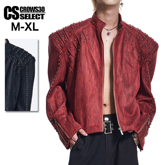 オラオラ系 ジャケット メンズ レザーブルゾン メンズ ライダースジャケット オラオラ系 ファッション 大人 アウター 大きいサイズ スタッズ 派手 レッド 赤 ヤンキー チンピラ オシャレ 20代 30代 40代 50代 個性的 悪羅悪羅系 BTS系 三代目系 LDH系 B系 ダンサー