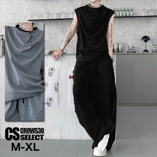 Rakuten - オラオラ系 セットアップ メンズ タンクトップ メンズ ノースリーブ Tシャツ ワイドパンツ メンズ ルーズパンツ メンズ ドレープカットソー オラオラ系 ファッション 大人 リゾート B系 ヒップホップ ヤンキー チンピラ 20代 30代 40代