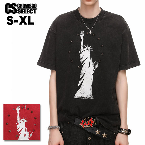Rakuten - オラオラ系 Tシャツ メンズ ロック カットソー オラオラ系 ファッション 半袖 Tシャツ メンズ 大人 Tシャツ メンズ アメカジ スタッズ 星柄 自由の女神 派手 B系 ヒップホップ ダンサー ストリート系 メンズ お兄系 リゾート 新作 トップス 30代 40代 50代 60代 LDH系 BTS系