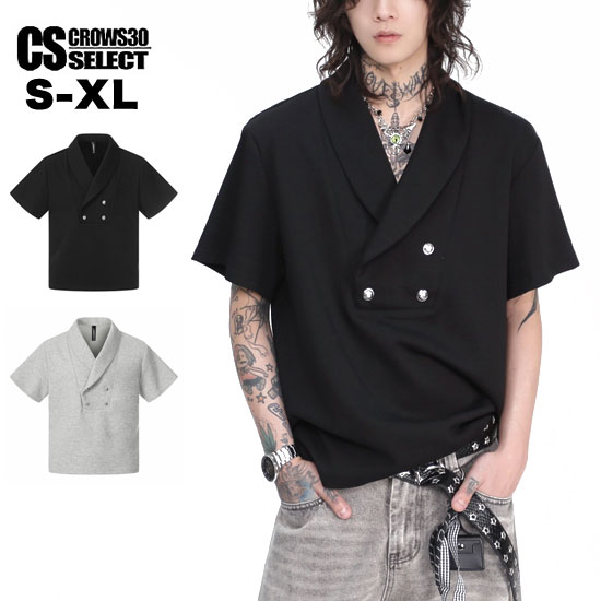 Rakuten - オラオラ系 ポロシャツ メンズ ショールカラー Tシャツ メンズ 変形 カットソー メンズ 半袖 ダブルボタン オラオラ系 ファッション ゴルフ ポロシャツ レディース オシャレ 20代 30代 40代 50代 60代 大人 ポロ 個性的 ヤンキー チンピラ B系 ヒップホップ ダンサー