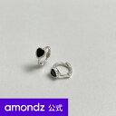 フープピアス シルバー ブラック ハート ワンタッチ ピアス SILVER BLACK HEART ONE TOUCH EARRINGS att amondz