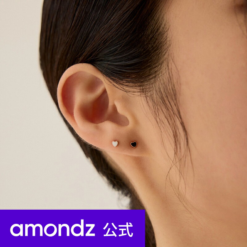 ハートピアス シルバー タイニー ブラック ハート ピアス | SILVER TINY BLACK HEART EARRINGS | att | amondz