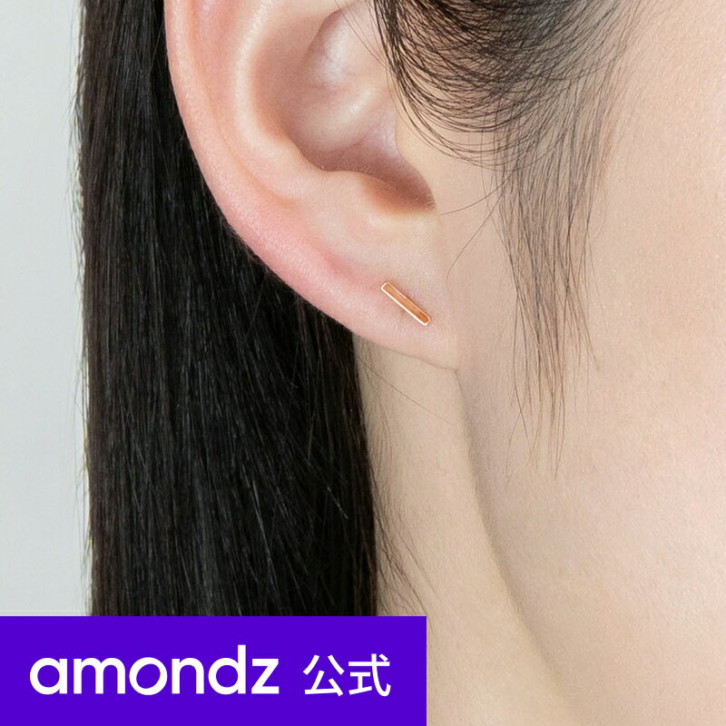 14金 | K14 ローズ ゴールド フラット スティック ピアス | 14K Rose Gold Flat Stick Earrings | weamondz | amondz