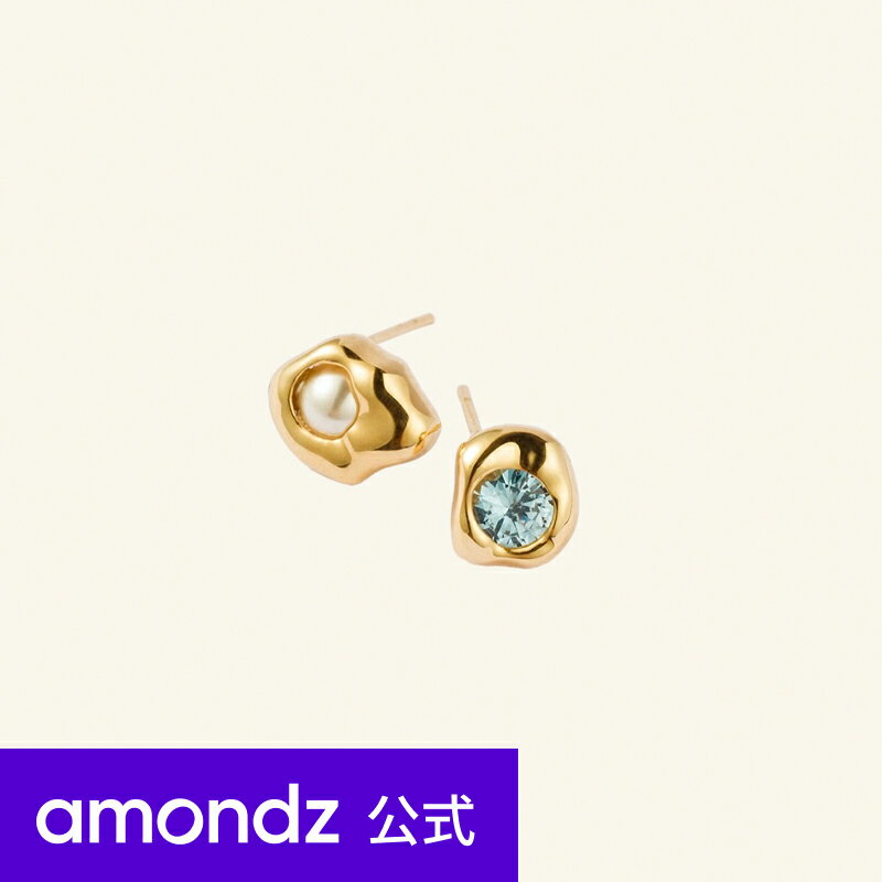 14金 パール 真珠 K14 アクア サニー サイド アップ アンバランス ピアス 14K Aqua Sunny Side Up Unbalanced Earrings a14 amondz