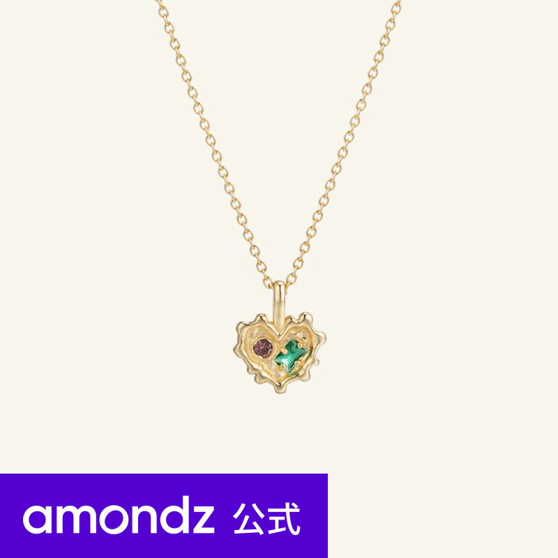 14 | K14 }` Xg[ n[g lbNX | 14K Multi Stone Heart Necklace | a14 | amondz