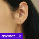 14金 フープピアス | K14 リボン ライン ワンタッチ ピアス | 14K Ribbon Line One Touch Earrings | a14 | amondz