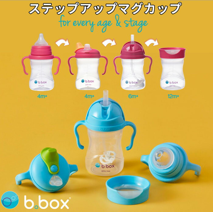 ステップアップマグパック 4way sippy cup bbox プレゼント ギフトにも ビーボックス 誕生日 食事 新生児 赤ちゃん 男の子 女の子 トレーニングマグ 取っ手付き 送料込 シッピーカップ ストロー飲み スパウト ストローマグカップ