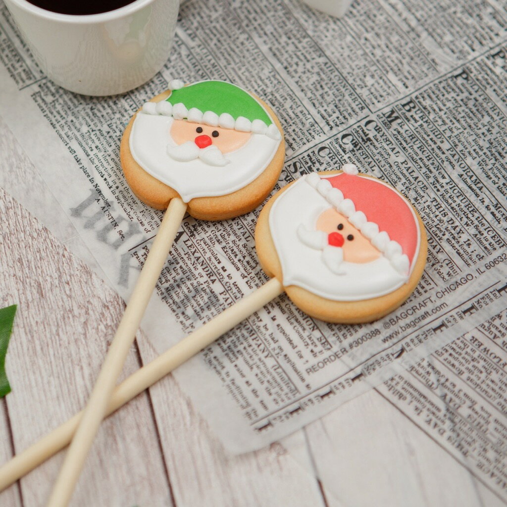 【クッキーポップ サンタ】アイシングクッキー クリスマス サンタ かわいい お菓子　プチギフト